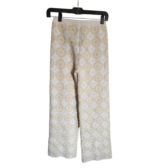 Zara  NWT Floral Crochet High Waist Trousers Girls Tall Size 12 - Picture 4 of 11